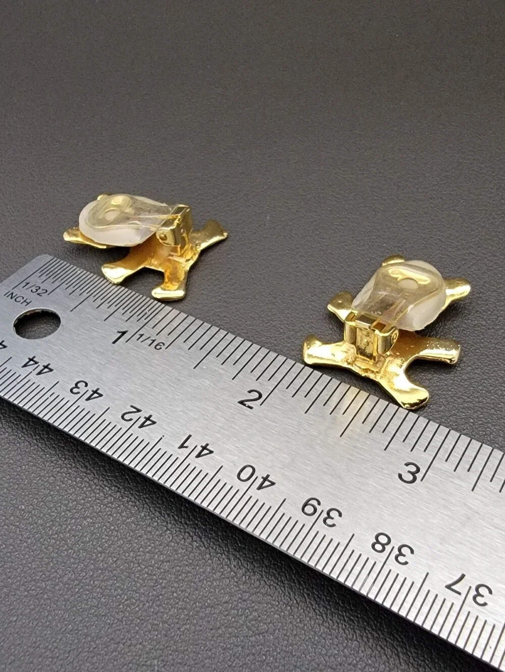 Vintage Gold-Tone Teddy Bear Clip-On Earrings | Sculptural Statement Earrings